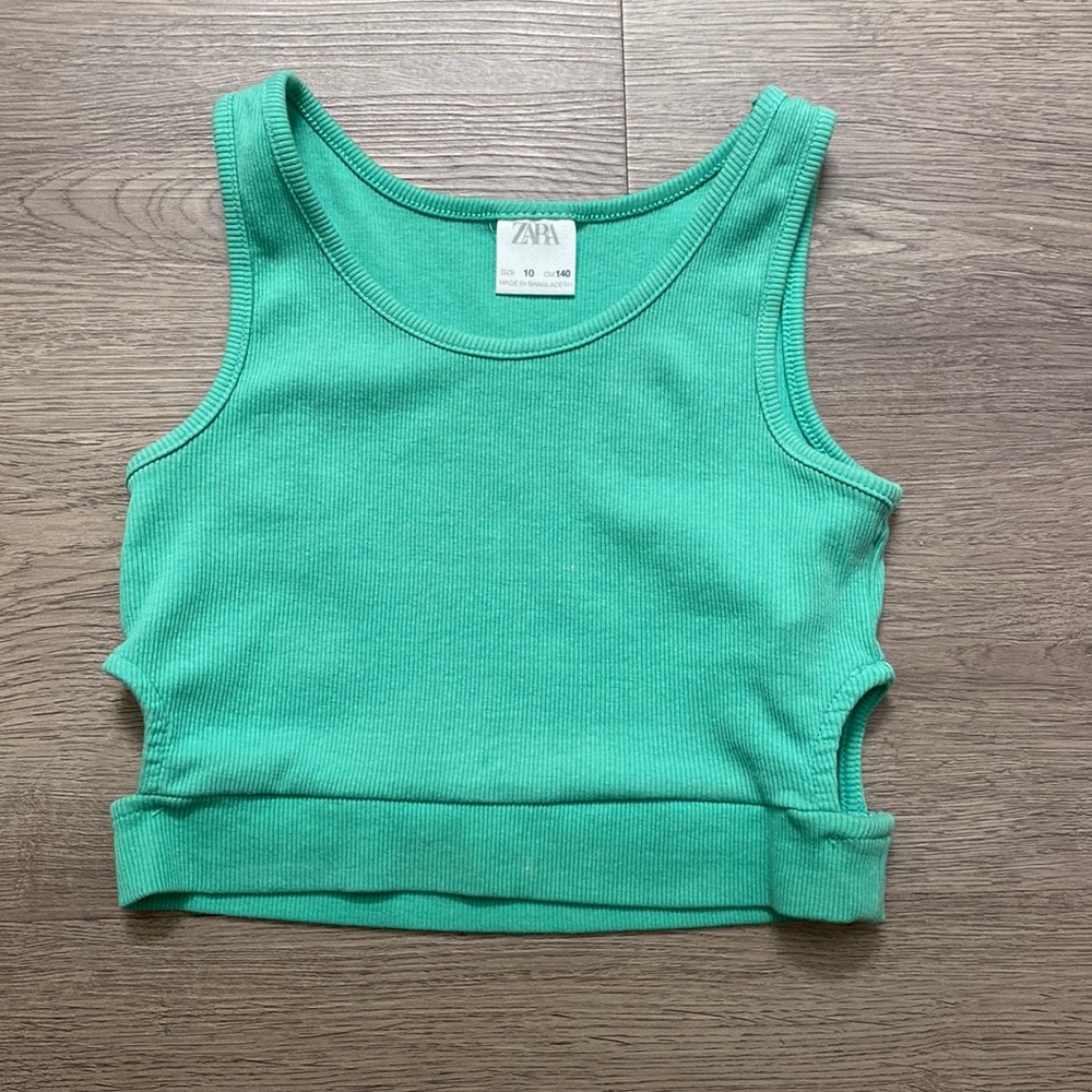 Green Zara Cropped Tank Top